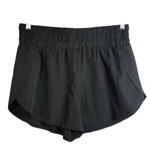 Womens High Waistband Athletic Shorts Black XL Pull On Elastic Pockets Unlined